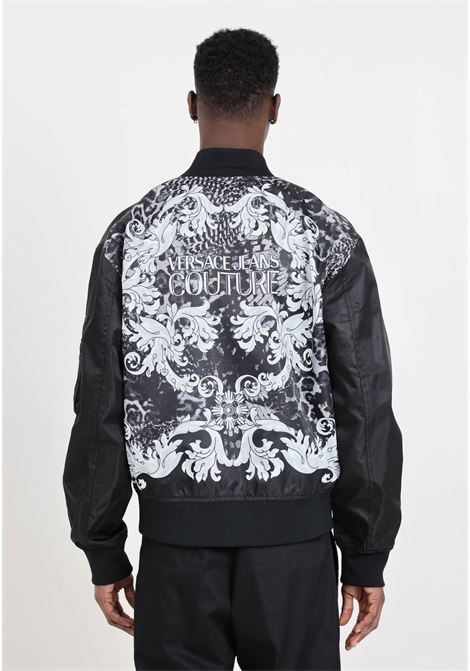 Black men's retro animal print jacket VERSACE JEANS COUTURE | 76GAS408CQD20899